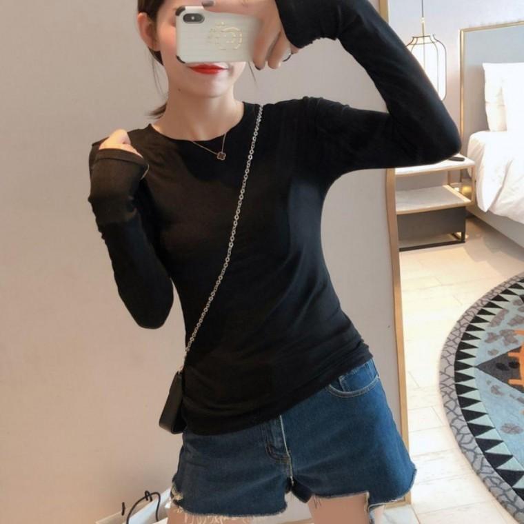 슬림 베이직 심플 여리핏 여성 긴팔티셔츠 2컬러 패션티셔츠 모두팜