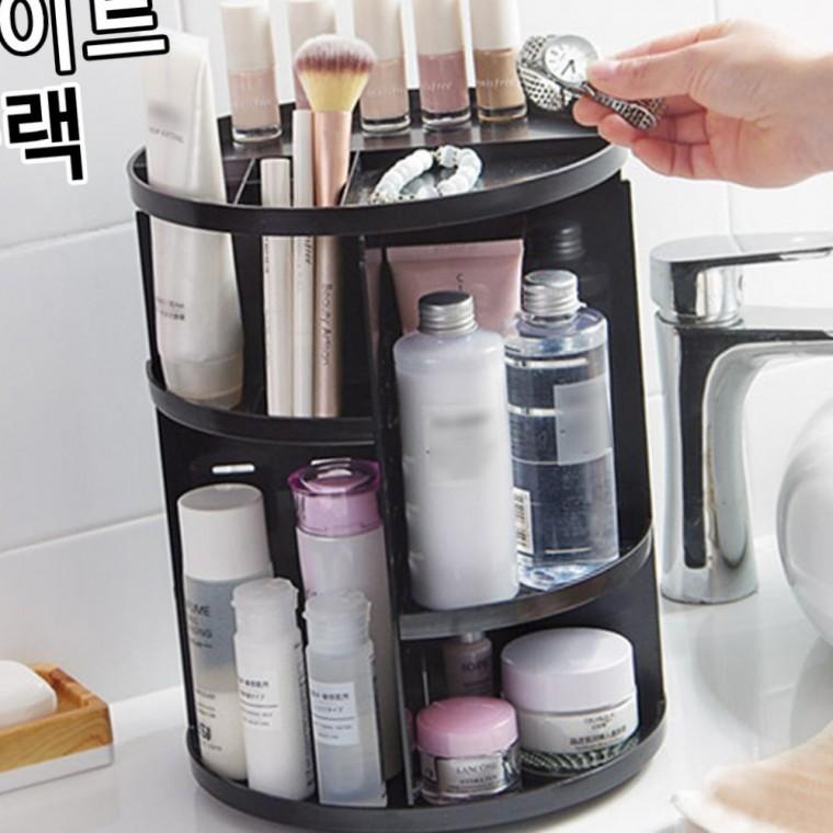 화장품보관함 360도 회전 아크릴 화장품 정리함 탁상 수납 투명 뷰티 진열 회전대