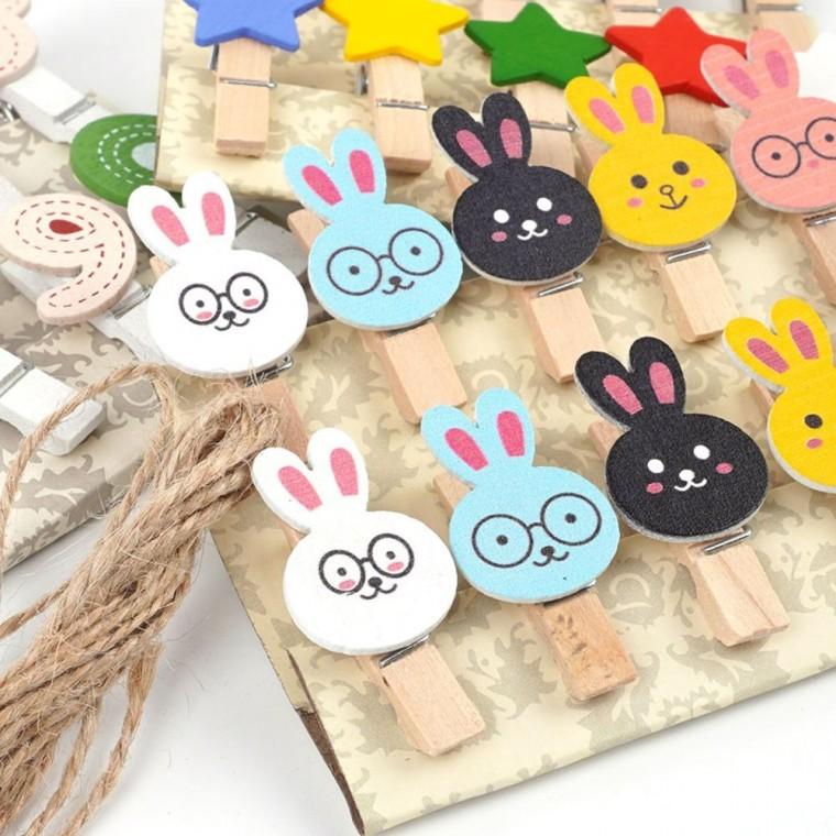 사진장식집게 자연 원목 집게 마끈 포장 데코 클립 diy 공예 장식 세트