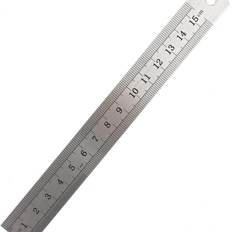 15cm 스테인리스 직자 눈금 측정 제도 학습 휴대용 금속 자 철자