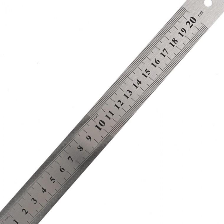 스틸방안자 20cm 스틸 직자 눈금 측정 제도 학습 사무 문구 금속 자