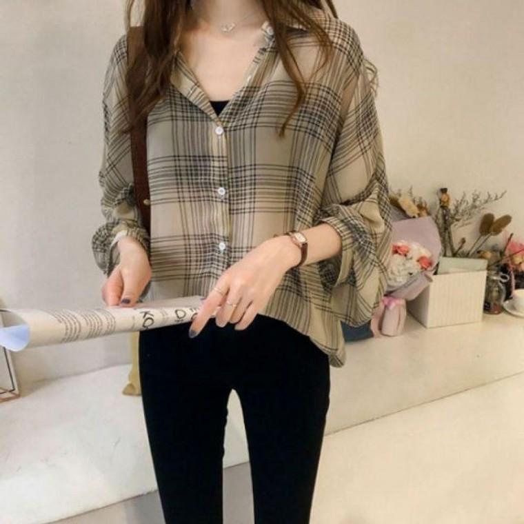인기 체크 어텀 셔츠 남방 봄 가을 가을 봄 외투 단추 가디건