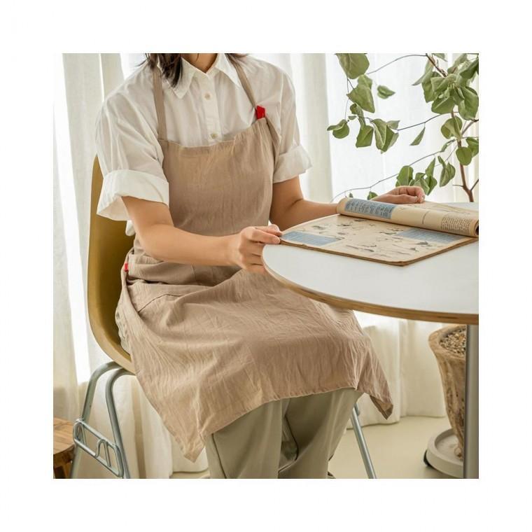 루미나D 주방 감성 스트랩 주머니 린넨 가벼운 목걸이 앞치마