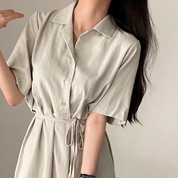 데일리 카라 셔츠 루즈핏 롱원피스 TDN-0210