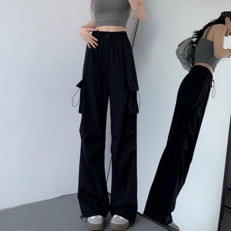 여성 데일리 빈티지 스트릿 밴딩 카고 스트랩 팬츠 바지