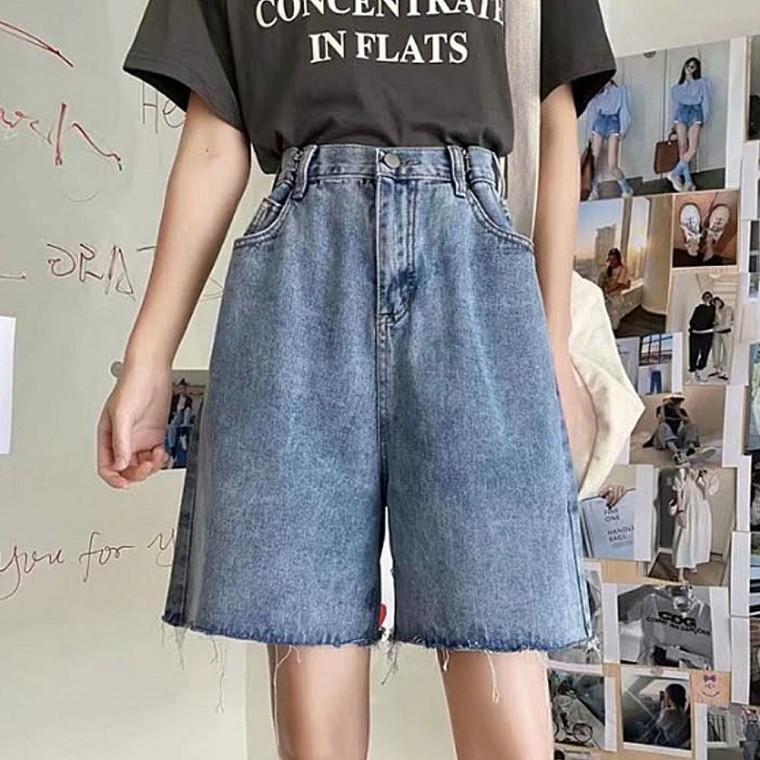 여성 와이드 하프 데님 팬츠 데일리 반바지