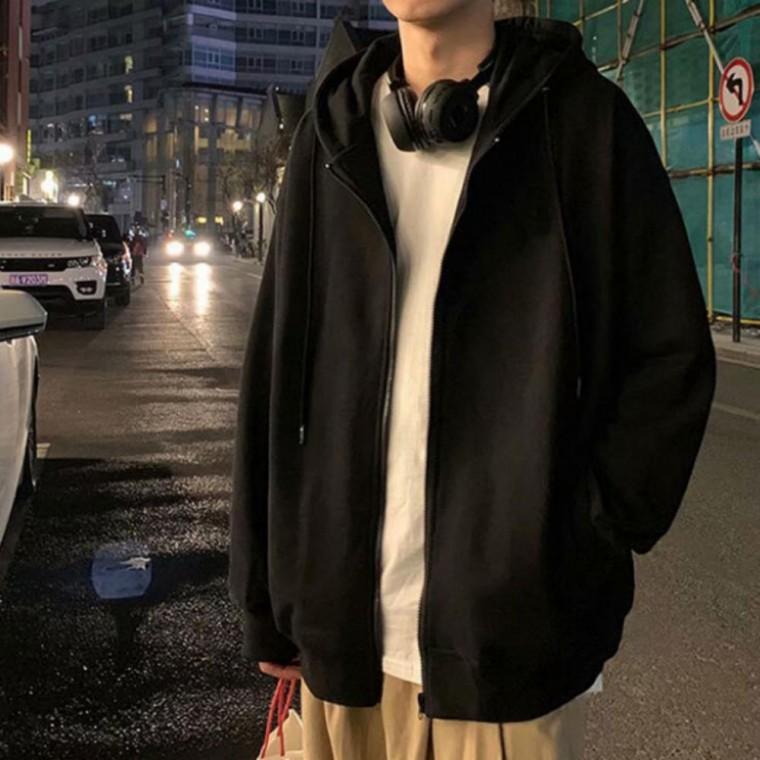심플 남여공용 오버핏 후드집업 후드 티셔츠 2color