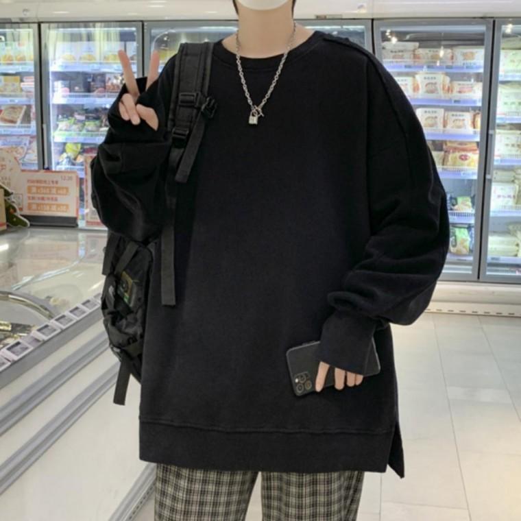 남여공용 데일리 루즈핏 오버핏 라운드넥 핑거홀 맨투맨