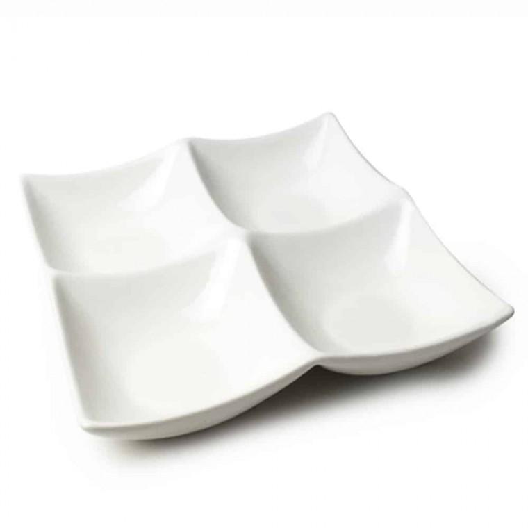 사각나눔접시 4구 20cm 나눔반찬접시 4칸나눔접시