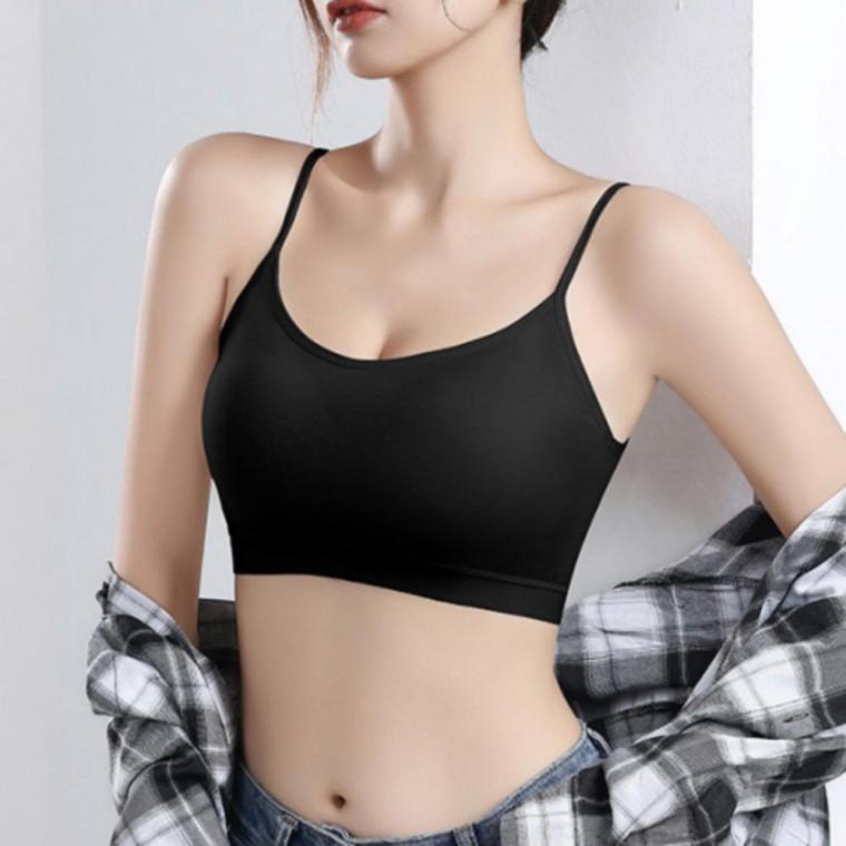필라테스 노와이어 브라탑 운동 브라 브라탑 크롭 브라 일체형패드 나시 브라렛