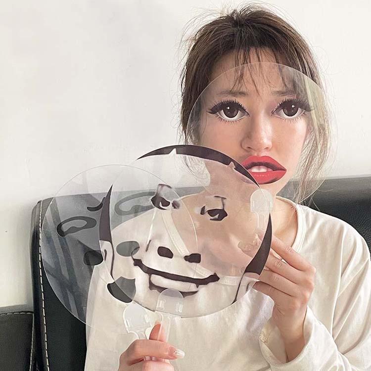 얼굴 표정 투명 부채 / pp 플라스틱 퍼니한 아이디어 입술 변장 놀이