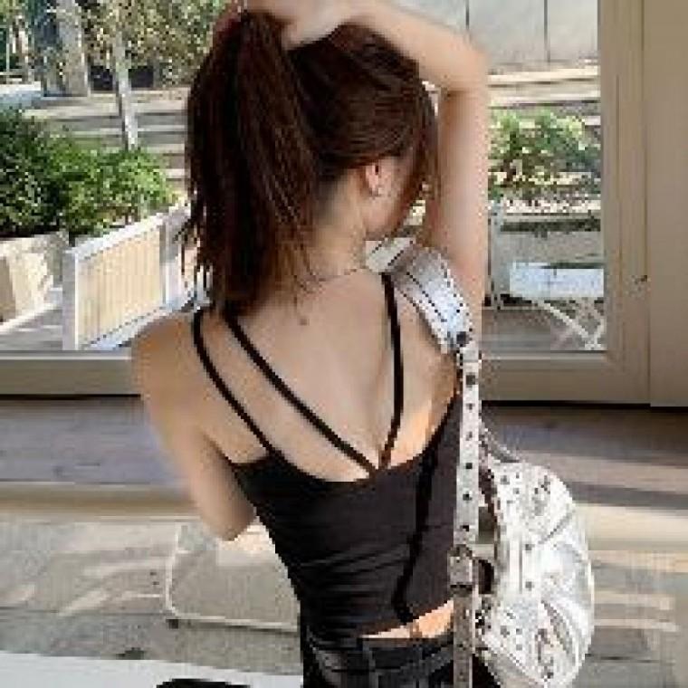 [131000082] 더블스트캡내장크롭끈나시