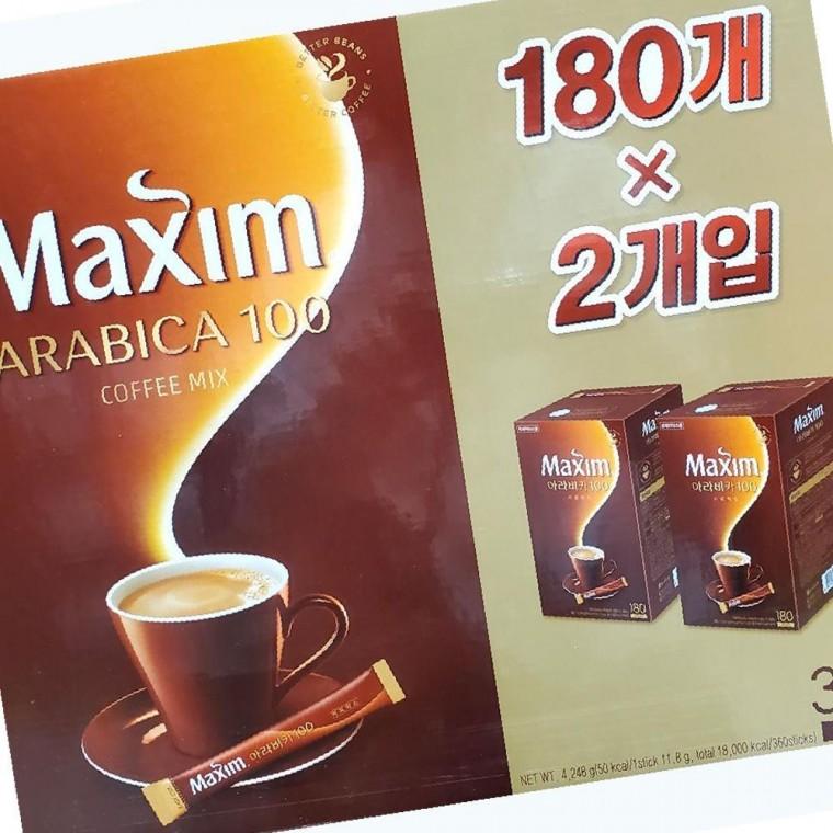 맛난향긋한커피 달달한 맥심 아라비카100 원두 사무실 커피믹스 180개2개입