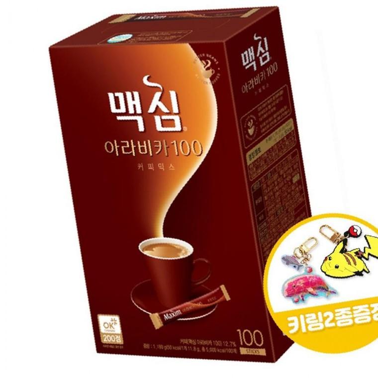달달한 맛난향긋한커피 맥심 아라비카100 커피믹스 100개 x1개+키링2종
