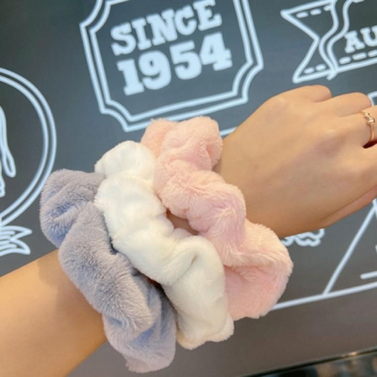 겨울헤어악세서리 포근한 인조퍼 헤어슈슈 곱창밴드