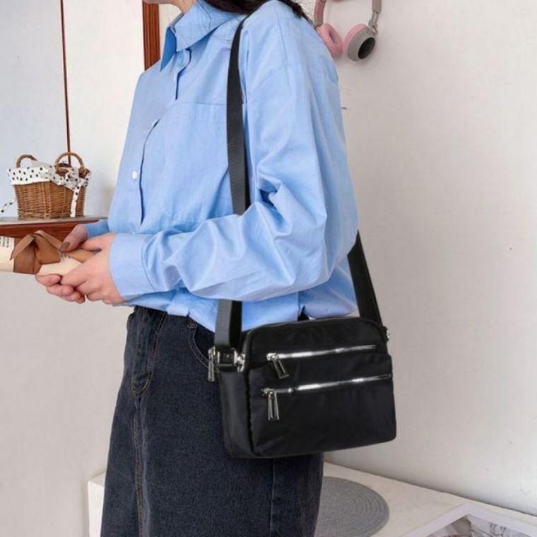 여성 크로스백 넉넉수납 지퍼 데일리 캐주얼 외출 가방 블랙