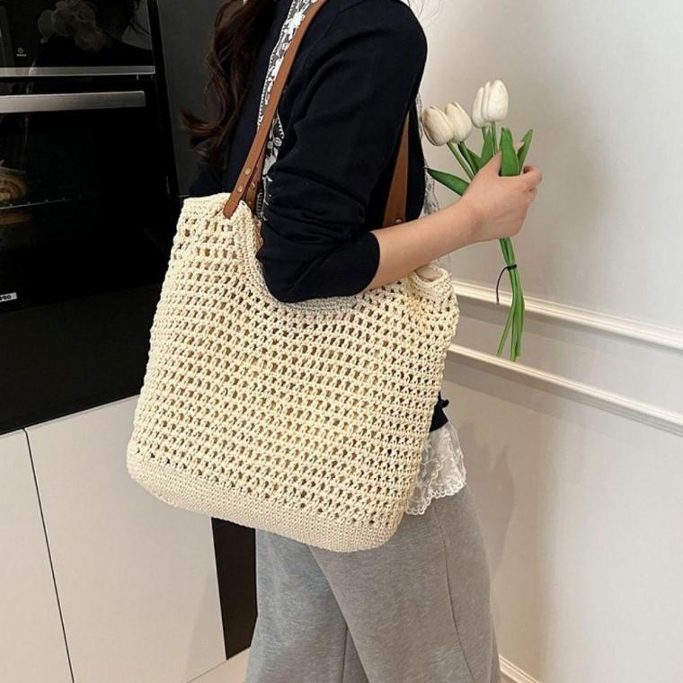 여성 그물백 여름 가방 데일리 캐주얼 백 아이보리 베이지