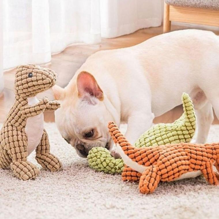 PET 강아지 장난감 인형 봉제 공룡 삑삑이 치석 제거 터그 놀이 강아지터그 분리 불안