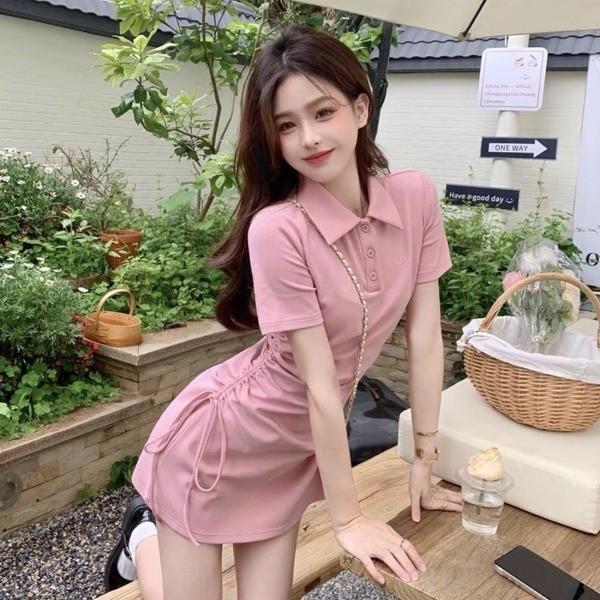 반팔 카라 셔링 미니 여름 원피스 슬림핏 캐주얼 데일리룩