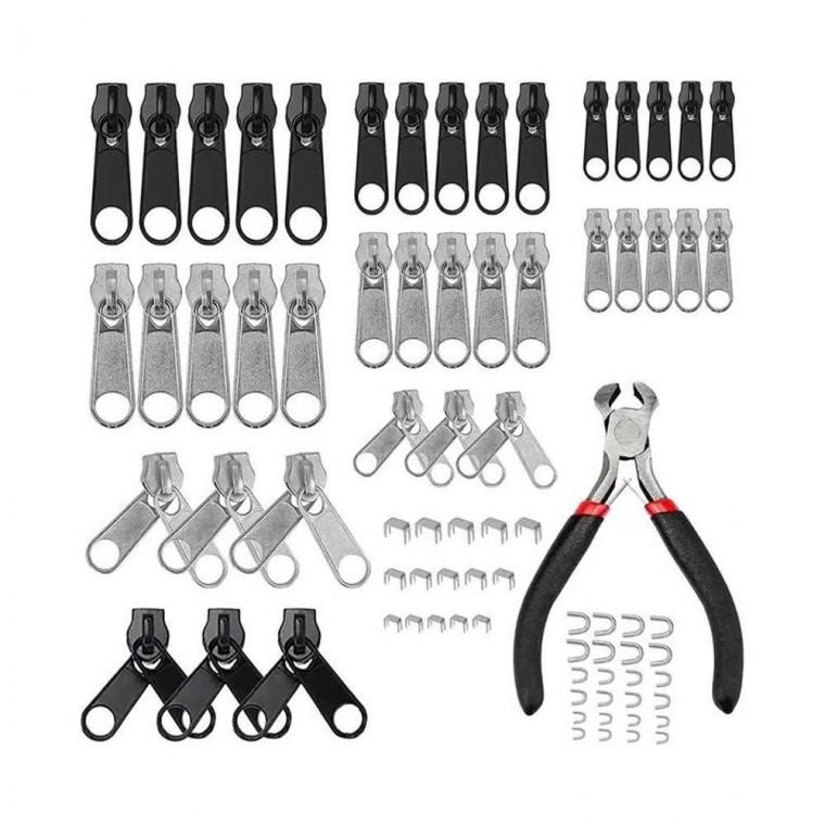지퍼 수선 세트 손잡이 85pcs 옷수선 수리 도구 원터치 옷 자크 작크