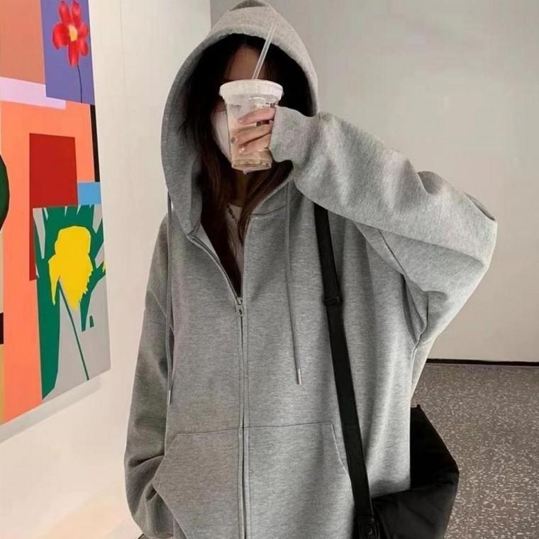 3컬러 무채색 오버핏 여성 후드집업 베이직 후드자켓 캐주얼 자켓 점퍼