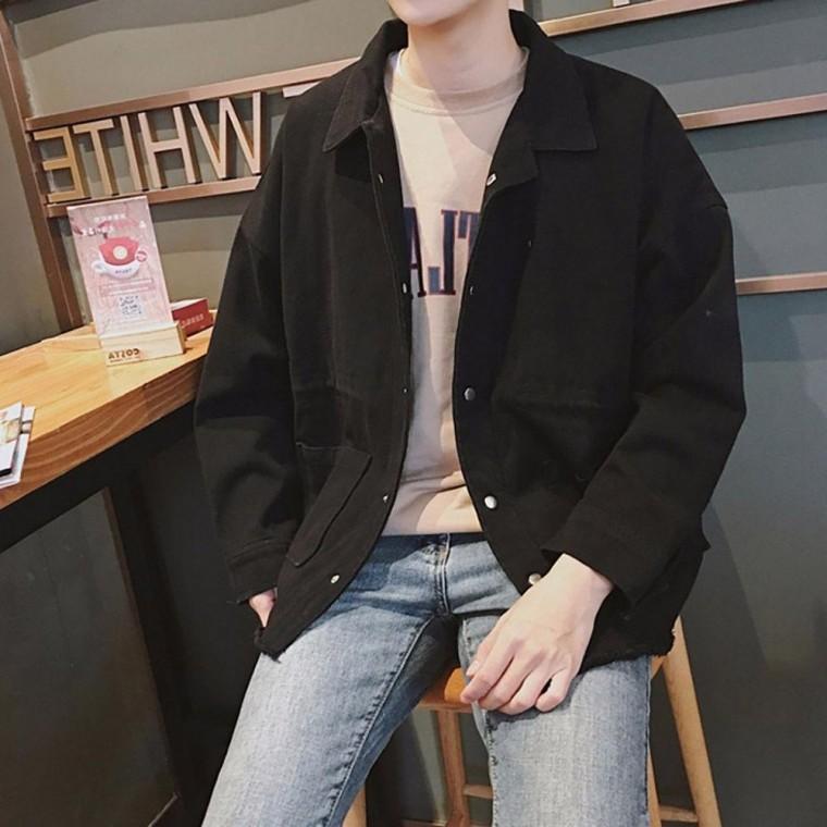 밑단 빈티지 남자 가벼운 데일리 박시핏 포인트 자켓 가벼운 10대 학생