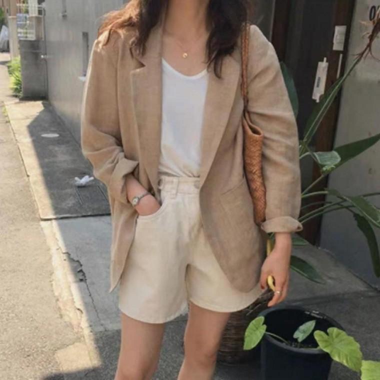 롤업 자켓 레디핏 가을 코트 면 테일러드 마 울 여성 더블자켓 니트