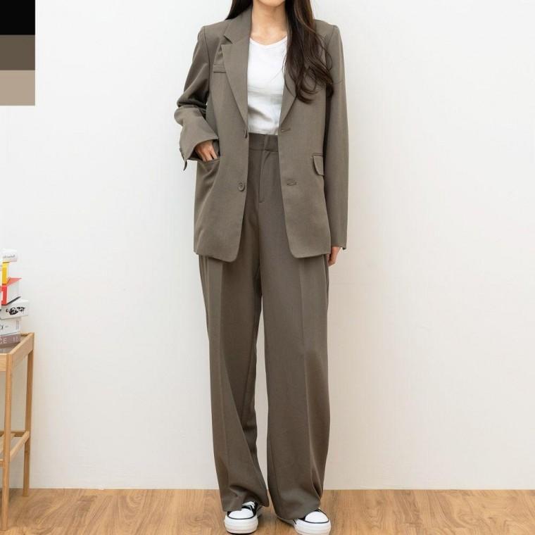 오버핏 여자 와이드슬랙스세트 자켓 세트 오버핏 와이드 상의 하의 자켓
