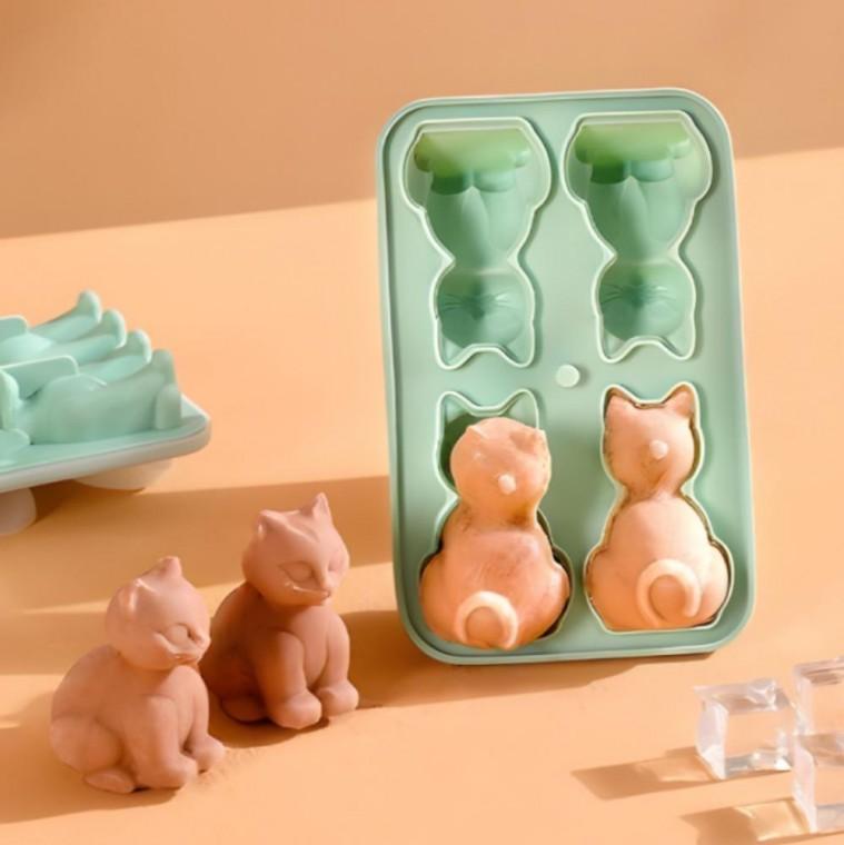 아이스메이커 고양이 실리콘 하이볼 위스키 얼음틀 얼음트레이 4구 얼음틀