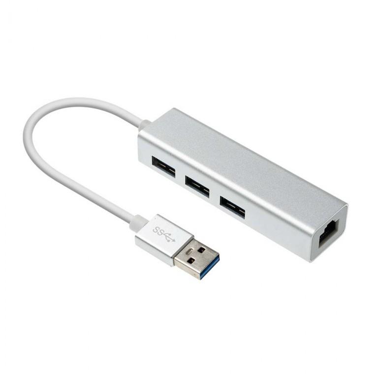 USB 2.0 멀티 허브 겸용 랜카드 3포트 컴퓨터 데스크탑 PC 모니터