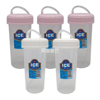 덕신화학 다회용 빨대컵 300ml 간편 플라스틱컵 5개