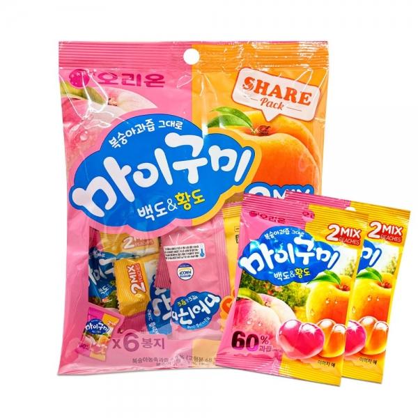오리온 복숭아과즙 그대로 마이구미 백도황도 (6p) 259.2g