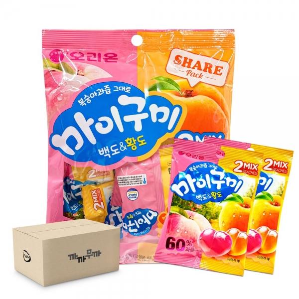 오리온 복숭아과즙 그대로 마이구미 백도황도 (6p) 259.2g(1박스-12개)