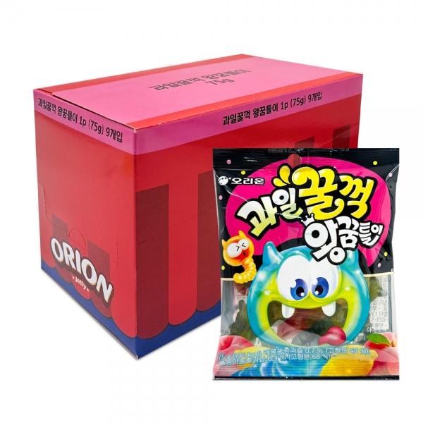 오리온 과일꿀꺽 왕꿈틀이 75g x 9개 (1통)
