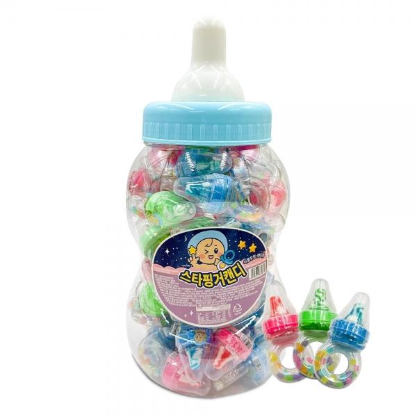 손가락에 끼워 먹는 젖병 모양 스타핑거 캔디 300g (5g x 60개) (1통) 저금통 모양 캔디