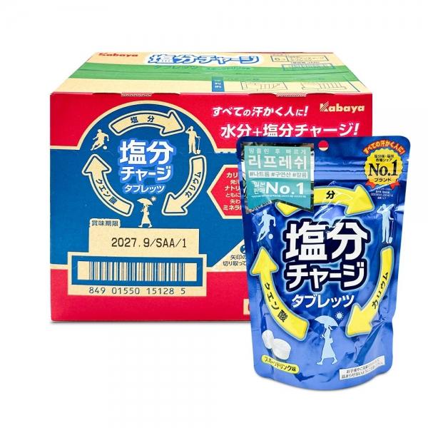 카바야 염분차지 스포츠 드링크 맛 81g x 6개 (1통) 일본 소금사탕