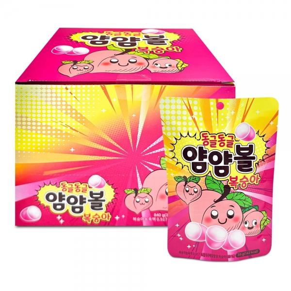 동글동글 얌얌볼 복숭아 맛 35g x 24개 (1통) 달콤한 츄잉 캔디