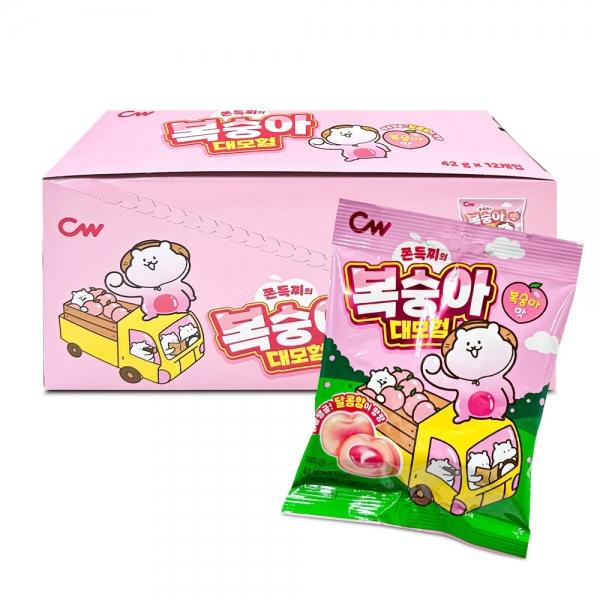 청우 쫀득찌의 복숭아 대모험 복숭아맛 젤리 42g x 12개 (1통)