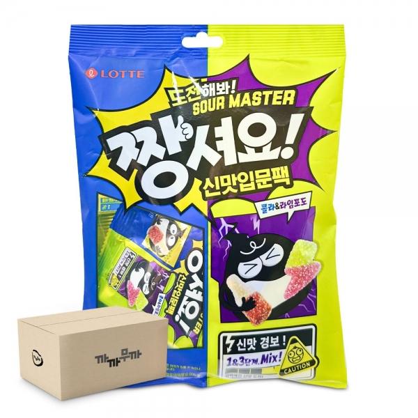 롯데 짱셔요 신맛 입문팩  콜라& 라임포도 134g (1박스-12팩)