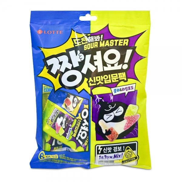 롯데 짱셔요 신맛 입문팩  콜라& 라임포도 134g
