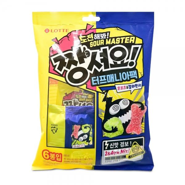 롯데 짱셔요 신맛 터프매니아팩  후르츠& 깔라만시 126g