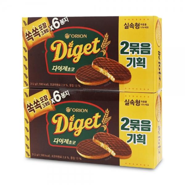 오리온 다이제 초코 2번들 312g