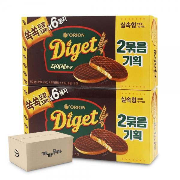 오리온 다이제 초코 2번들 312g (1박스-8개)