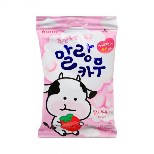 롯데 폭신폭신 말랑카우 딸기우유 캔디 79g 소프트캔디
