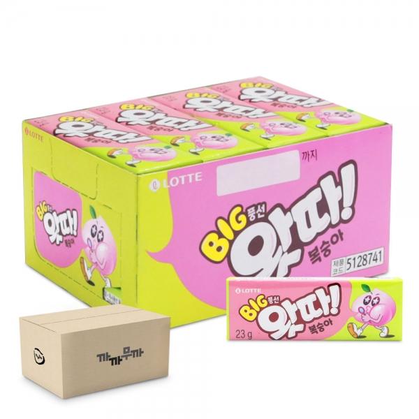 롯데 왓따 복숭아 빅 풍선껌 23g x 16개 (1박스-9통)