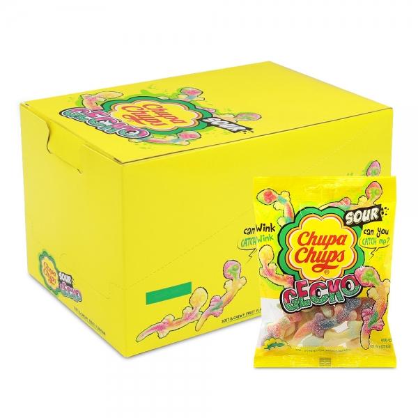 츄파춥스 젤리 사워 게코 도마뱀젤리 90g x 12개 (1통) 사우어