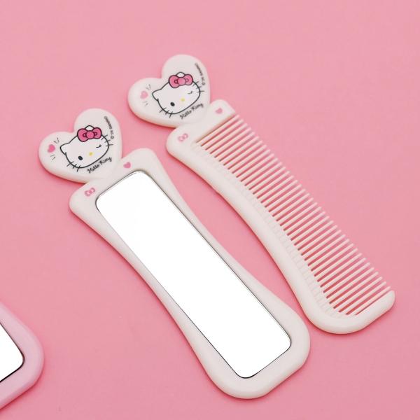 화이트 하트 빗 거울 세트
