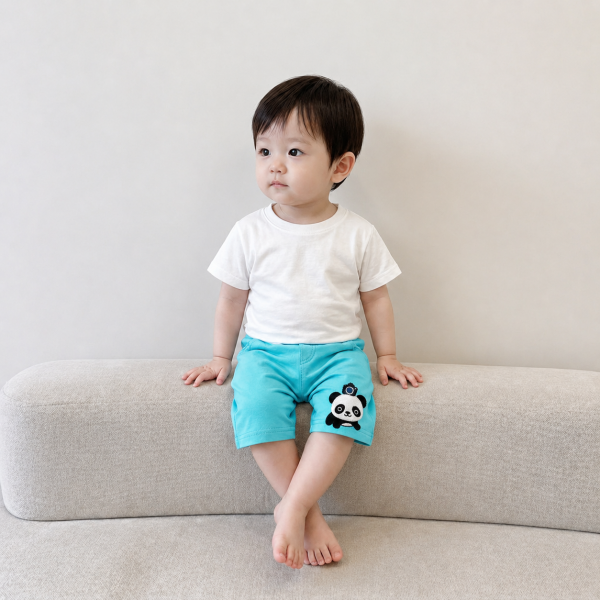 민트 팬더 자수 유아바지