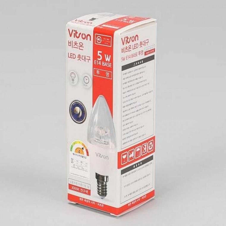 촛대구 LED 5W E14 3K 투명 전구