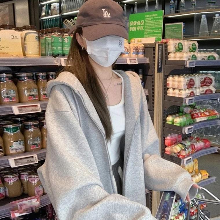 후드 2컬러 집업 무지 잠바 여자 여성 간절기 루즈핏 간절기아우터 무지후드집업